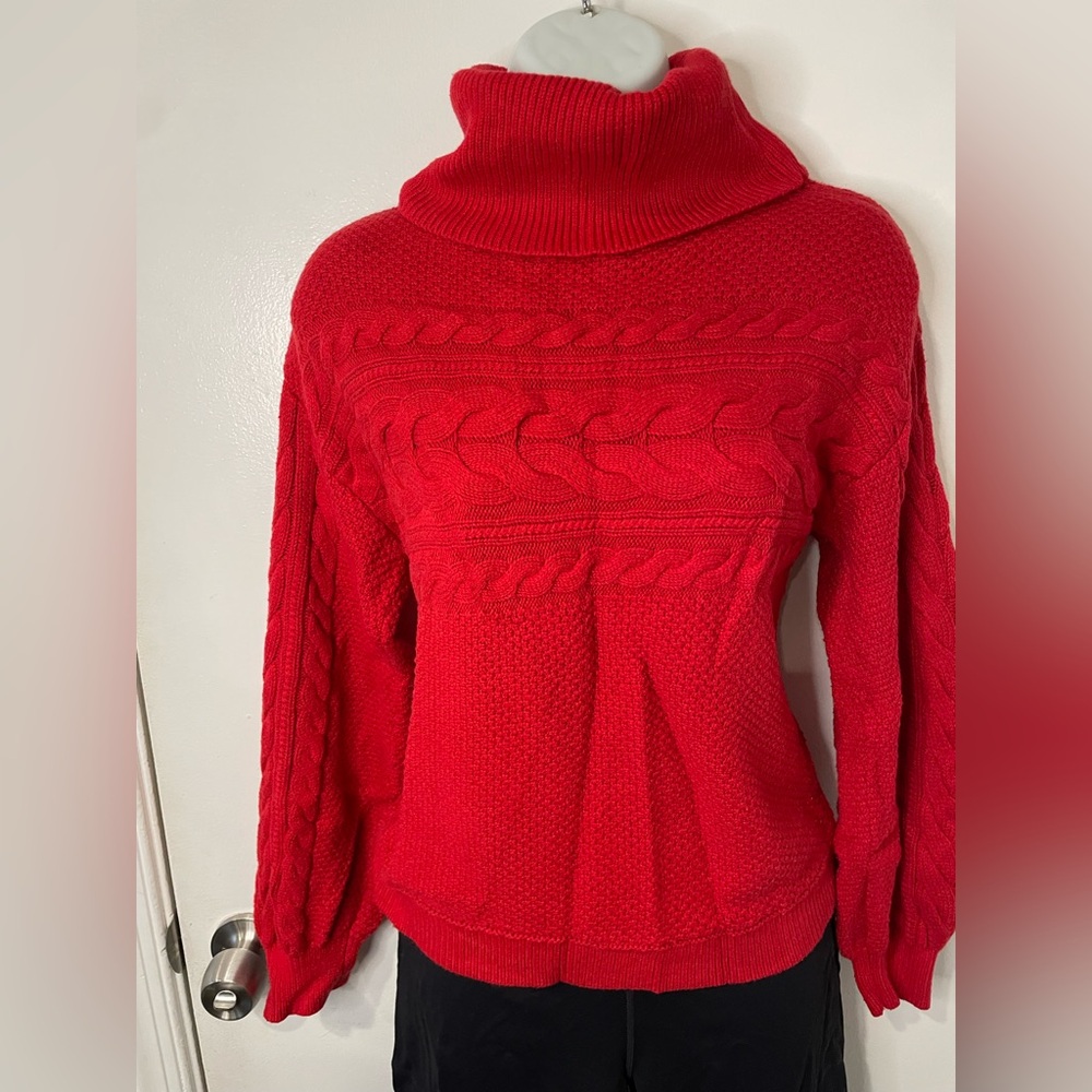 Charter Club Vibrant Red Cowl Neck Sweater